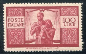 1946 Demokratische 100 Lire Karmin postfrisch zentriert spl ** - Bild 1 von 2