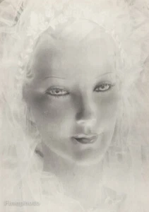 1940s Female Bridal Fashion Mannequin Veil Vintage Daniel Masclet Photo Gravure - Picture 1 of 1