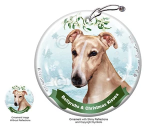 Bellyrubs & Kisses Ornament - Cream and White Greyhound - Picture 1 of 1