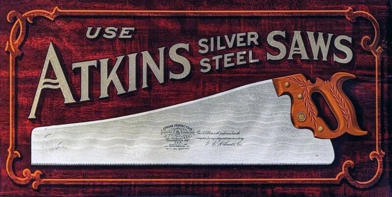 Atkins Silver Steel Saws of Indianapolis NEW Sign 24x48" USA STEEL XXL Size - Image 1 of 1