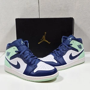 Nike Air Jordan 1 Mid Mens Size 10.5 Mystic Navy Mint Foam White 554724-413  - Picture 1 of 20