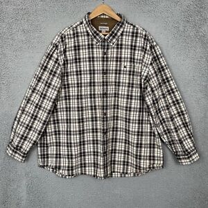 Carhartt Shirt Mens 4XL Beige Plaid Long Sleeve Button Down Cotton Workwear