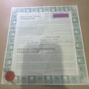 Rolex Papers Garanzia Paper Submariner 16618 - Picture 1 of 2