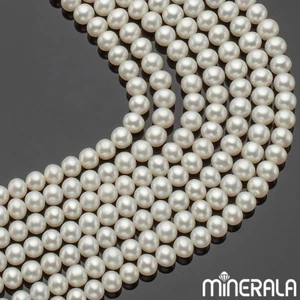 NATURAL WHITE FRESHWATER PEARL SEMI ROUND 8mm BEADS STRAND WP001DA - Picture 1 of 3