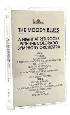 MOODY BLUES A NIGHT AT RED ROCKS CASSETTE **PROMO** POLYDOR COLORADO SYMPHONY - Image 1 of 4