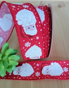 1,5 Zoll (5 Yard) verdrahtetes Weihnachtsband Weihnachtsmann Nikolaus Schneeflocke Schleifen - Bild 1 von 2