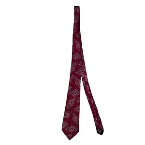 Austin Grey Vintage Men's Red Geometric Classic Silk Necktie - Picture 1 of 7