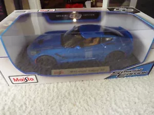 MAISTO 2014 CORVETTE STINGRAY ""Z51 METALLIC BLAU SONDERAUSGABE 1/18 MASSSTAB DIE - Bild 1 von 10