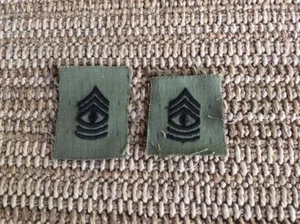 2 Lot Vintage Vietnam War Military Surplus ARMY First Sergeant 1SG Uniform Tabs - Picture 1 of 1
