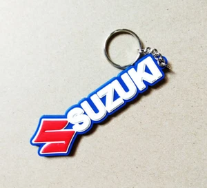 SUZUKI White Keychain Rubber Motor Bike Racing Keyring Motorcycle Collectibles - Picture 1 of 8