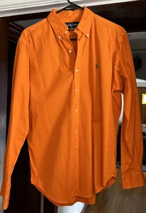 Ralph Lauren Classic Fit Polo Mens Orange Button Down Long Sleeve Casual Medium - Picture 1 of 2