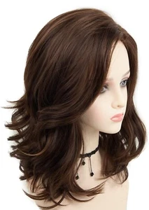 Brown Blonde Highlight Wavy Synthetic Wig Natural Looking Daily Party Wig Sexy - Picture 1 of 2