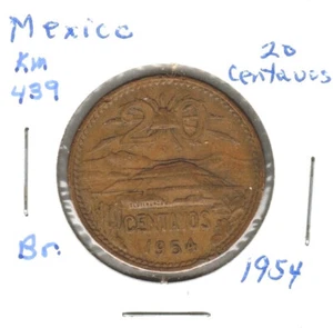Mexico 20 Centavos, 1954, Bronze, KM 439 - Picture 1 of 2