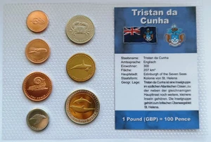 JUEGO DE 7 MONEDAS TRISTAN DA CUNHA 1/2 PENIQUE - 25 PENIQUES 2008 - ANIMALES MARINOS - SIN CIRCULAR - Imagen 1 de 5