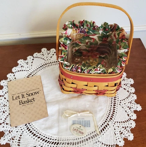 Longaberger Tree Trimming ~ LET IT SNOW ~ Basket 2000 W/Liner, tie on & Booklet Cover