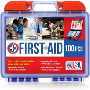 First Aid Kit Emergency Box Home Office Travel Car Vehicle Camping - 100 Pieces - Picture 1 of 8