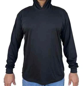 MEN HOODED T SHIRT LIGHT WEIGHT OUT DOOR WORK HOODIE LONG SLEEVE ACTIVE T-SHIRT - Picture 1 of 2