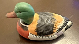 Mini señuelo de cerámica vintage de pato mallardo Enesco 1984 5,5" pintado a mano - Imagen 1 de 8