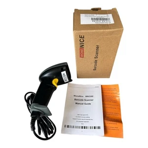 WoneNice USB Laser Barcode Scanner Wired Handheld Black - Picture 1 of 6