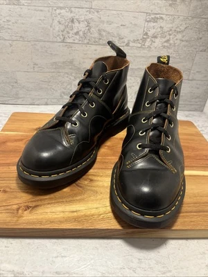 Dr Doc Martens Church Vintage Monkey Boots Size 9 Black Leather Lace Up - MINT - Image 1 of 4
