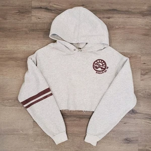 Free People Cropped Hoodie Sweatshirt Grau S Oversized Preppy Beach Streetwear - Bild 1 von 12