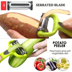 Pelapatate coltello da cucina grattugia e trituratore multifunzionale 3 in 1 - Foto 1 di 4
