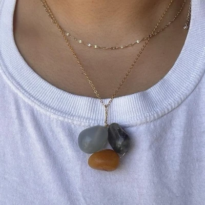 Collar colgante de ágata mezclada hecho a mano Foto 1 de 4