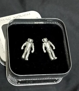 Vintage MAG MOUCH Silver BBC 2006 Commemorative Astronaut Cufflinks VGC & Boxed - Picture 1 of 4