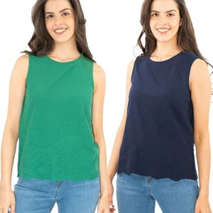 Womens White Stuff Silvia Vest Green Navy Cut Out Sleevless Lightweight Summer - Picture 1 of 31