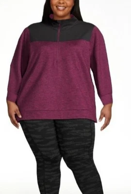 Avia Brushed Quarter Zip Pullover Womens Medium Purple New - Image 1 of 4