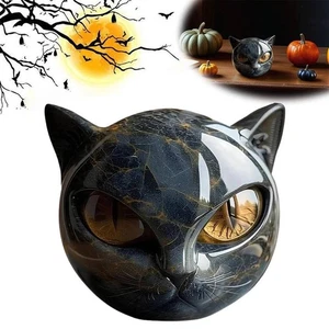 Luxury Black Cat Stone Sculpture – Elegant Home Decor & Gift-Ready Art Piece - Picture 1 of 18