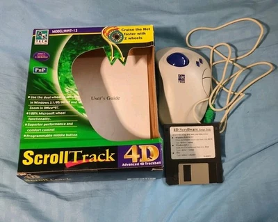 Vintage 90s A4 Tech WWT-13 Scroll Track 4D TrackBall Large Mouse Untested  - Image 1 of 4