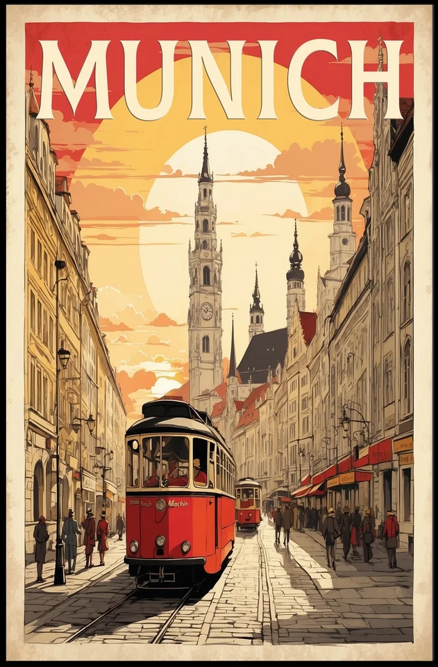 Póster de viaje vintage de Múnich Foto 1 de 4