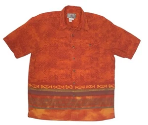 Territory Ahead Mens XL Orange Hawaiian Shirt Aztec Southwest Geometric Print - Picture 1 of 8