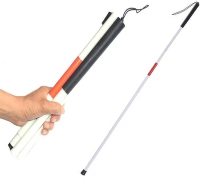 Bengala dobrável de alumínio vermelha reflexiva para cegos ou brancos, vermelha  - Imagem 1 de 4