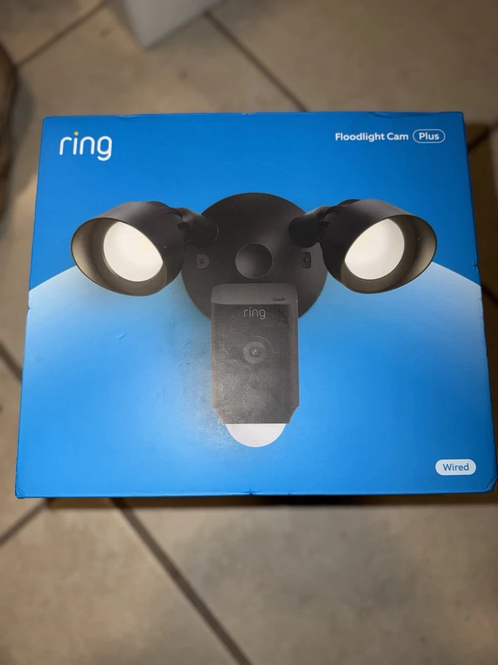 Ring - Floodlight Cam Plus Outdoor Wired 1080p Surveillance Camera - Black - New - Image 1 of 1