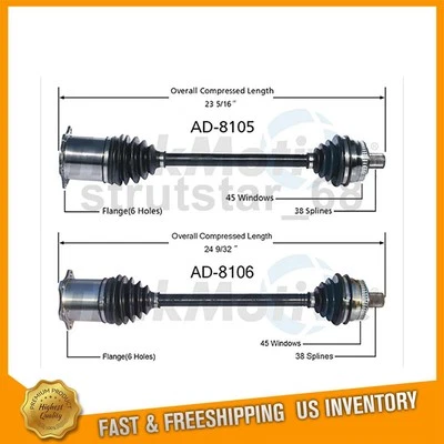 Eje delantero izquierdo delantero derecho TrakMotive CV 2 para Audi A4 Quattro 2002-2008 Foto 1 de 3