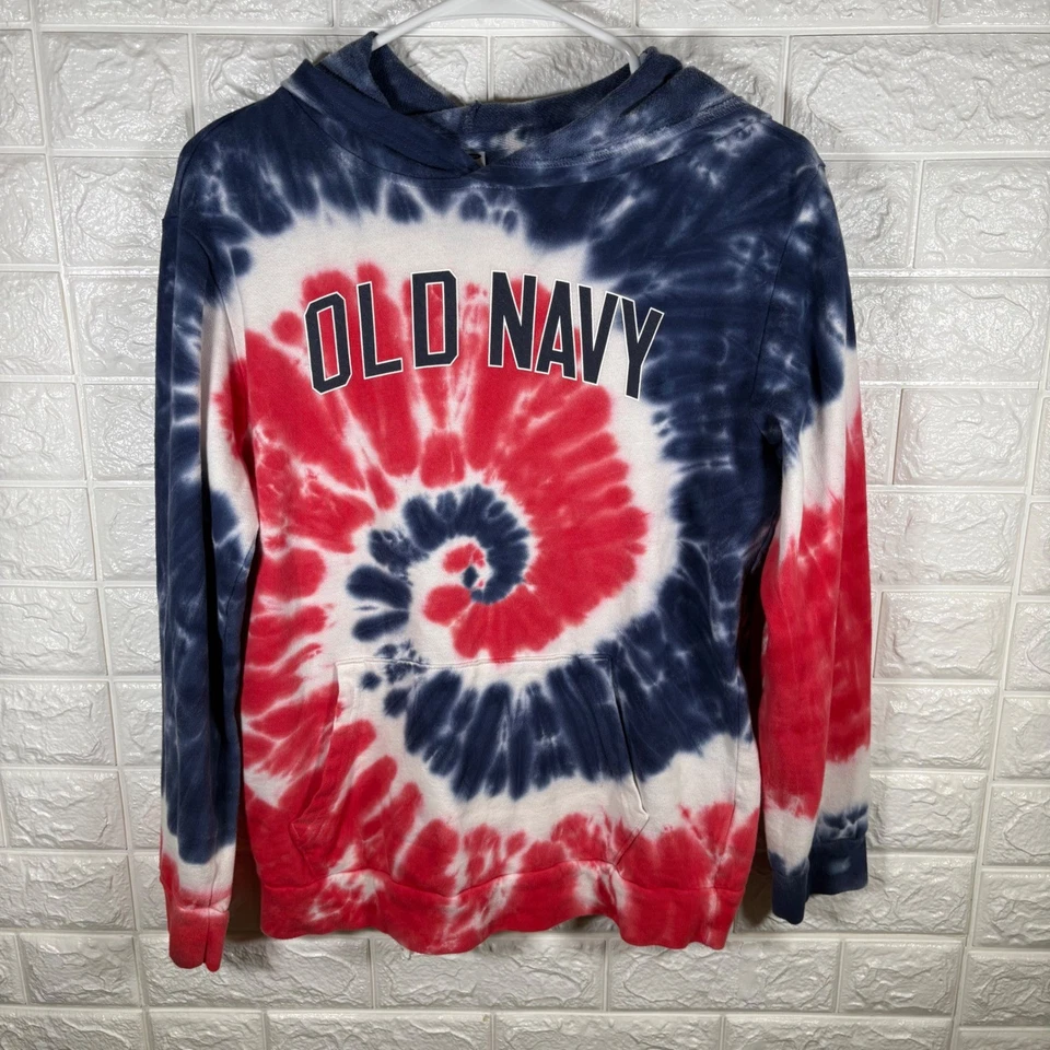 Sudadera con Capucha Antigua Azul Marino Tie Dye Roja Blanca Azul Pullover Niños XL (14-16) Foto 1 de 4