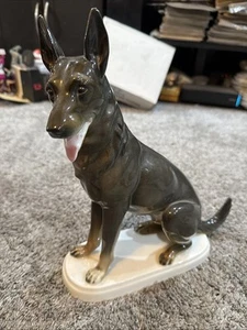 12” Porcelain Figure Animal Ceramic Neutettau - Sitting Dog Shepherd - #4150 - Picture 1 of 8