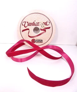 VINTAGE RIBBON ROLL Van's Floral, Vanticement, Dark Red Velvet , 11 yds X 5/8" - Picture 1 of 5