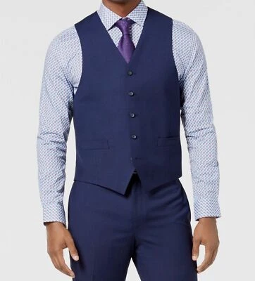 $125 Andrew Marc New York 40L Men's Blue Modern Fit Neat Suit Waistcoat Vest - Image 1 of 4