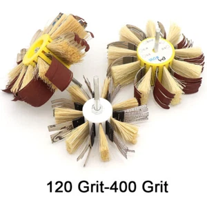 120-400 Grit Sisal & Sandpaper Flap Wheel Polishing Sanding Brush 1/4" Shank Dia - Picture 1 of 4