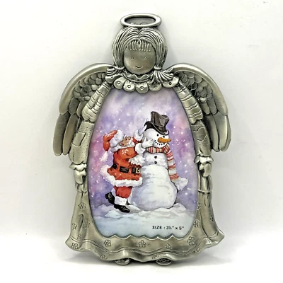 Country Angel Picture Frame 3 1/2” X 5” Free Standing Pewter Hearts Flowers Halo - Image 1 of 4