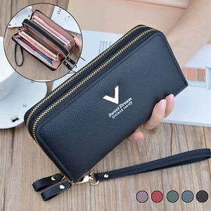 Damen Clutch Geldbörse mit Handyfach Leder Geldbeutel Handtasche Portemonnaie DE - Bild 1 von 17