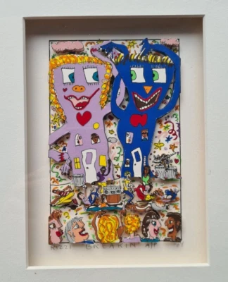 James Rizzi 3D Handsigniert Handnummeriert BREAKIN aus 1984 Gerahmt Sehr ALT - Bild 1 von 4