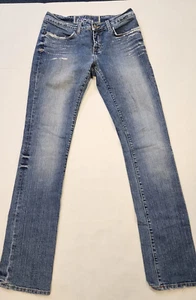 Bebe Damen Jeans Medium Wash Distressed Tattered Straight Leg Größe 30 x 35 - Bild 1 von 6