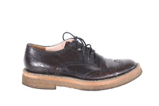 Dries van Noten Women 39.5 Brown Derby Shoes Wingtip Leather Crepe Sole Brogues