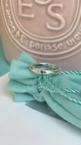 Tiffany & Co. Elsa Peretti Ruby Silver Stacking Band Size 5 $450 NEW - Picture 1 of 21