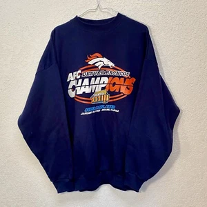 Vintage 1999 Denver Broncos Crewneck Men’s XL Superbowl XXXIII Blue Sweatshirt - Picture 1 of 8