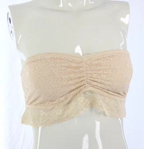 American Eagle Aerie Bandeau Lace Top Beige Crop Bralette Stretch Sexy Size L - Picture 1 of 10